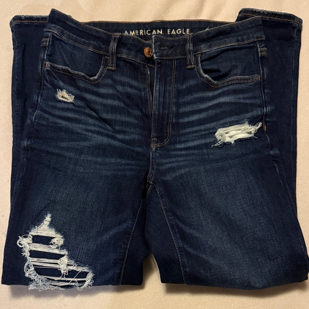 American Eagle Outfitters Women's High Rise Dark Blue Jeans